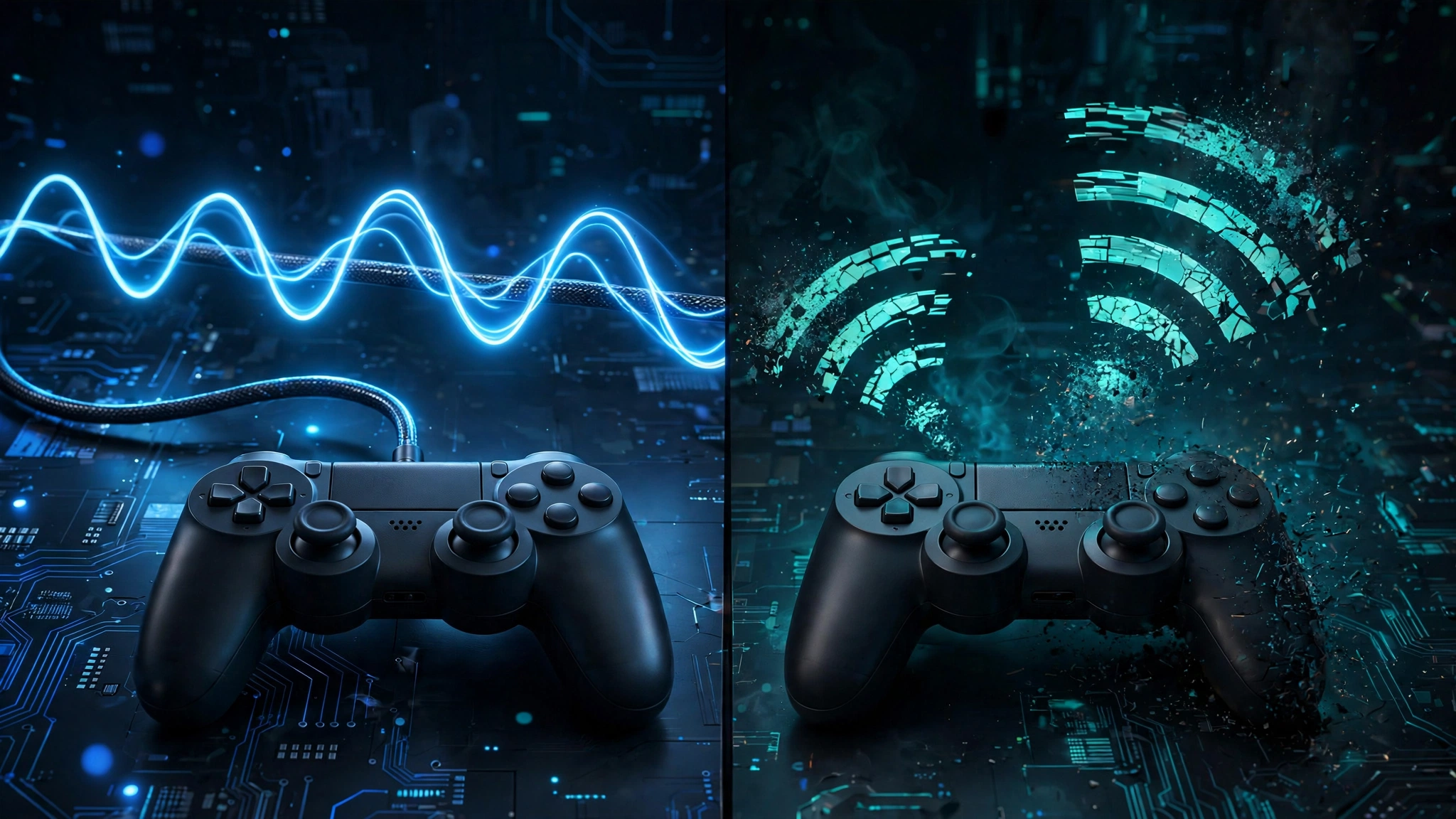 wired vs Bluetooth controller connection comparison showing stability differences