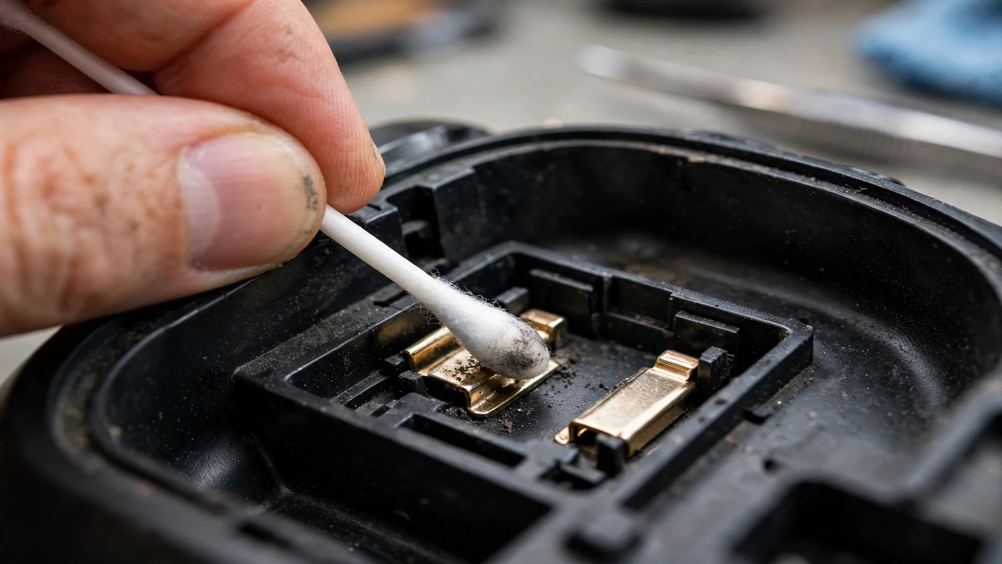 Cleaning the battery contacts inside an Xbox controller